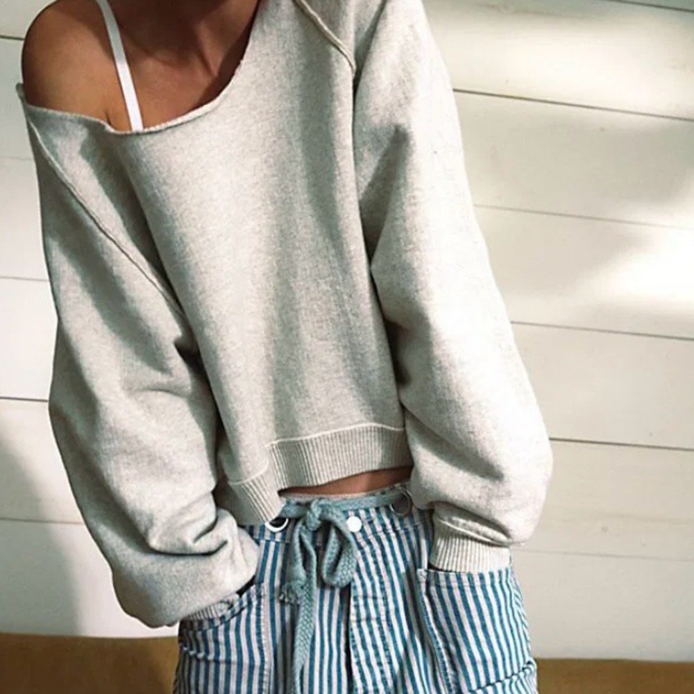 NWT Free People XL Midnight pullover sweatshirt in Heather gray (oversized)